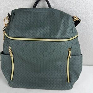 Woven Backpack Purse Teal for Women
